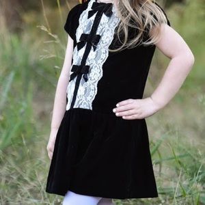 Janie and a Jack Velvet dress with cream lace